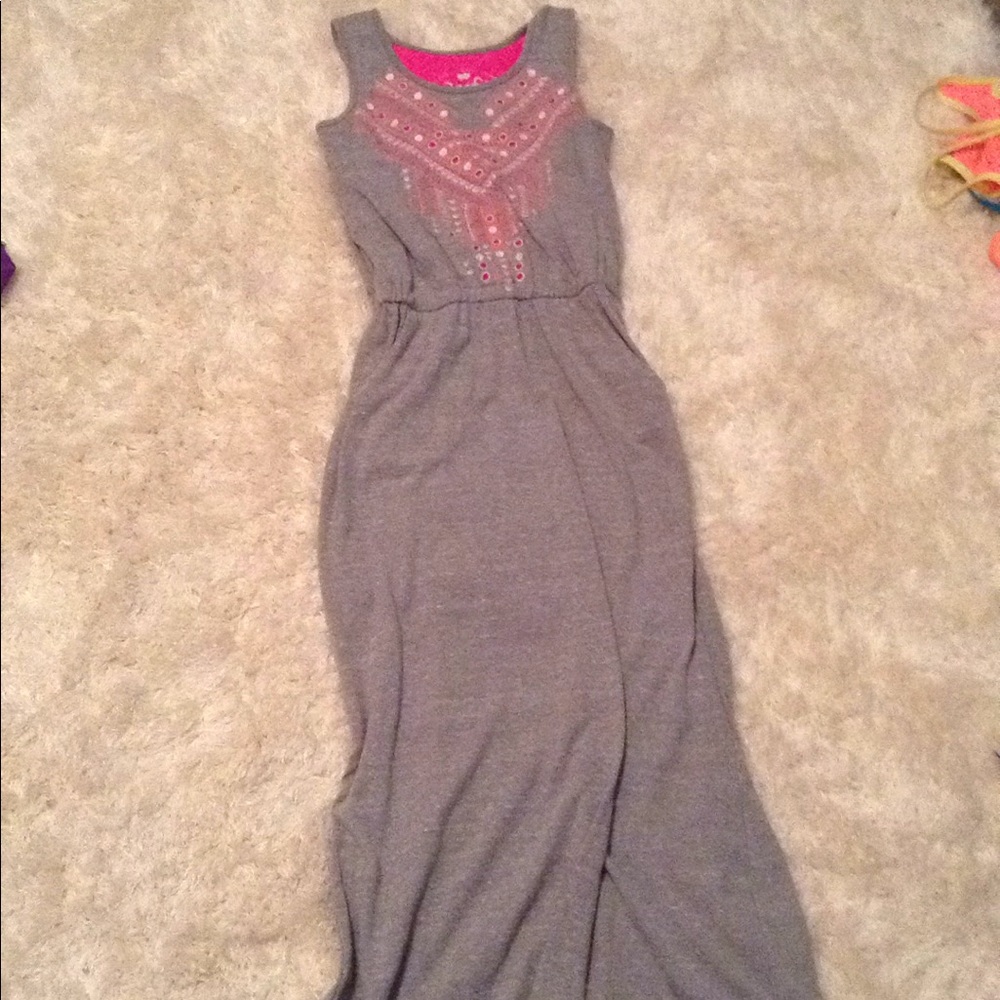 Floor length gray dress